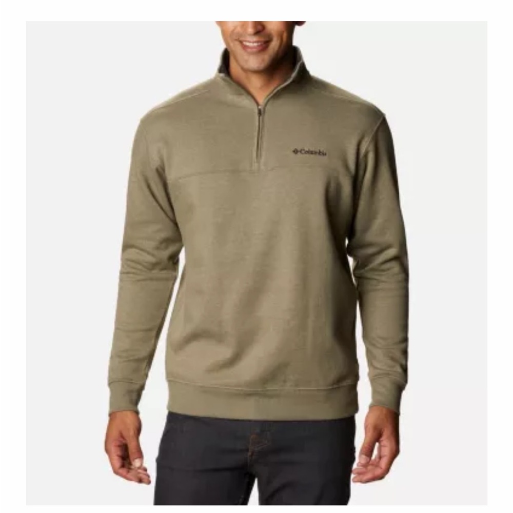 Men’s Columbia Hart Mountain II Half Zip Sweatshirt Sz Med Stone Green Heather